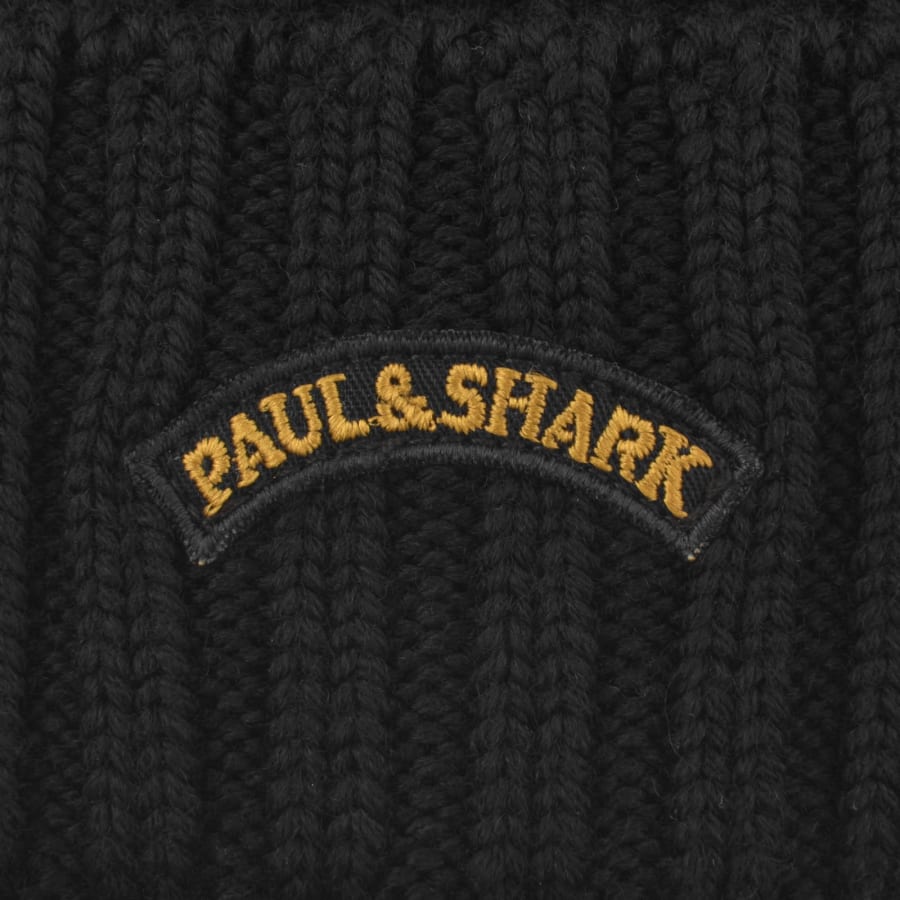 Paul And Shark Wool Beanie Hat Black Mainline Menswear